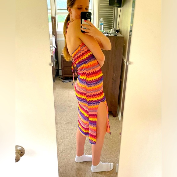 Colorful Beach Dress with Open Back and Leg Slit - Picture 2 of 5